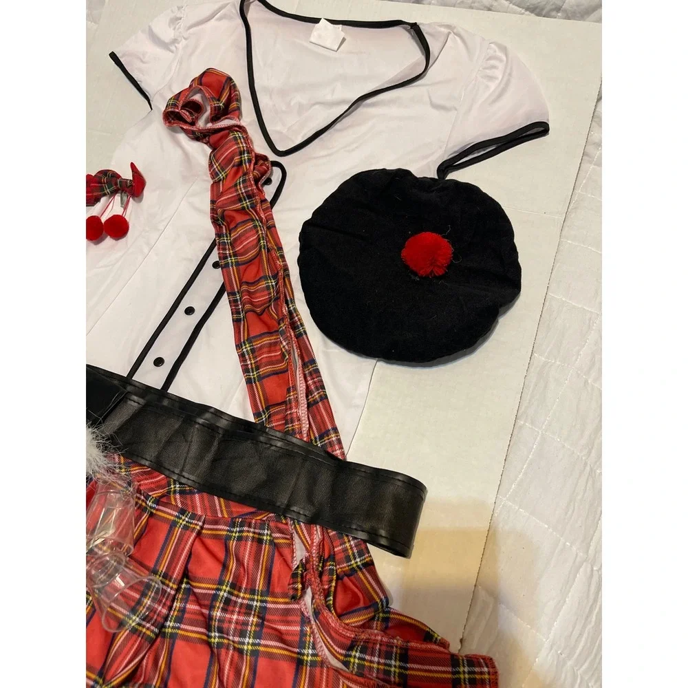 Spirit Sexy Scottie Costume Women Large Red Plaid Polyester Scottish Halloween - Picture 5 of 9